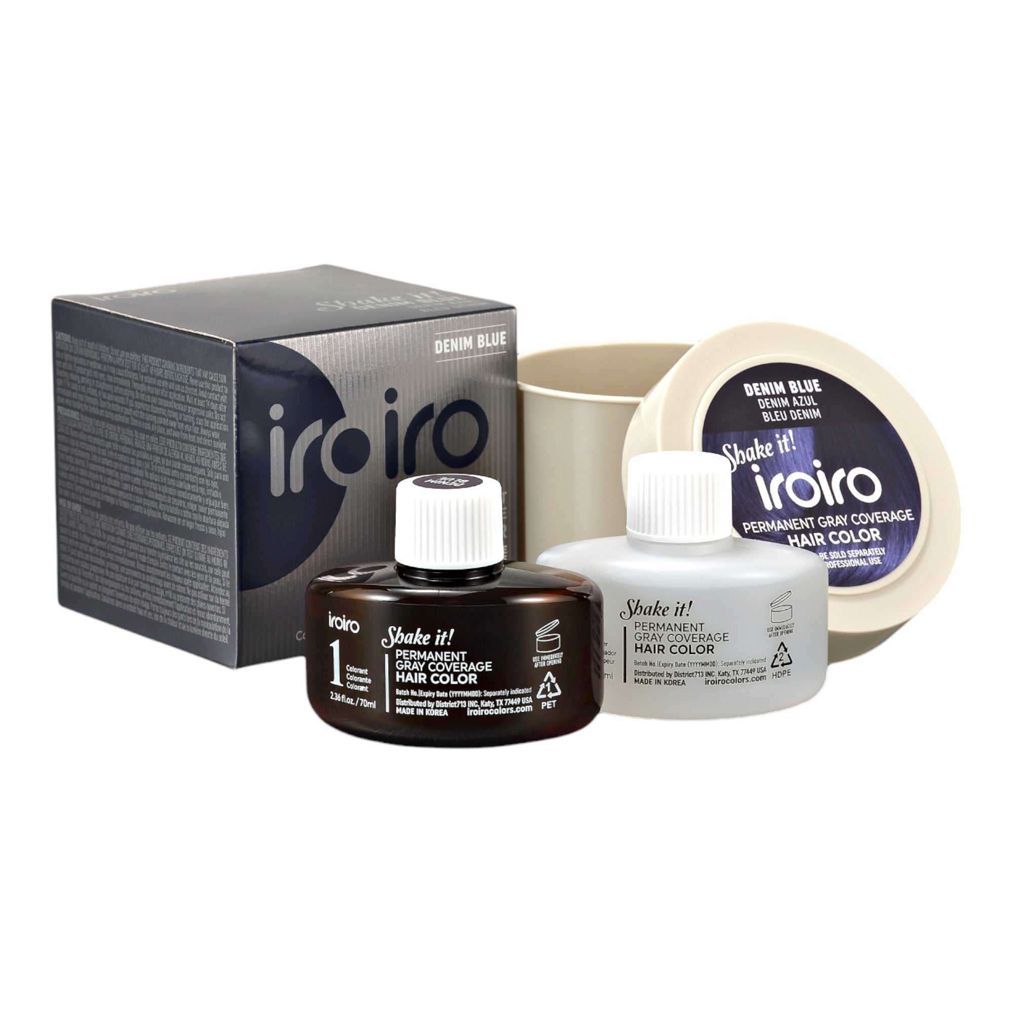 Iroiro Denim Blue Permanent Gray Coverage Hair Color